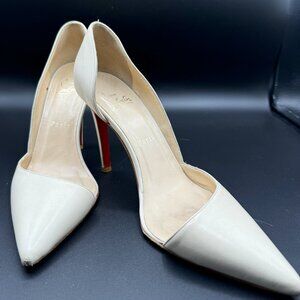 Christian Louboutin Gorgeous Cream Open-Side Red Sole Pumps Size 37.5